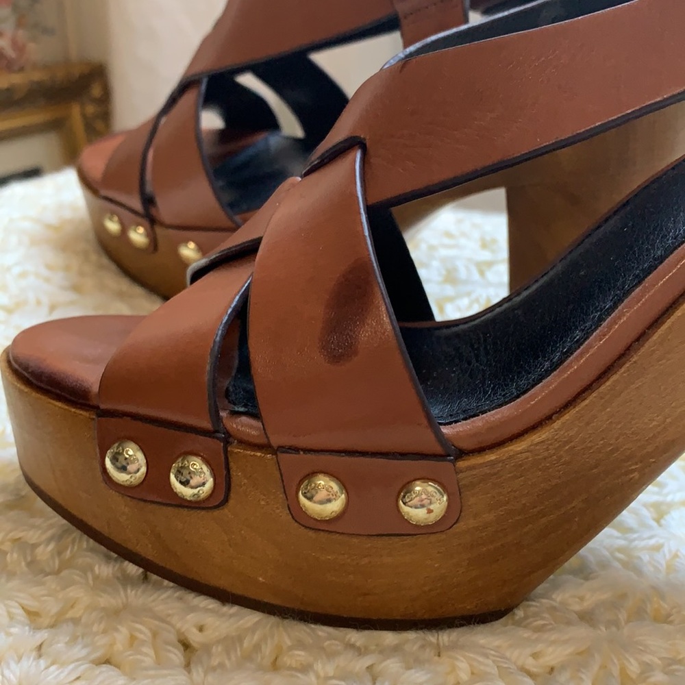 Coach wooden platform leather heels. Size 7 - Picture 6 of 7
